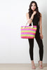 Colorful Chevron Braided Strap Tote Bag