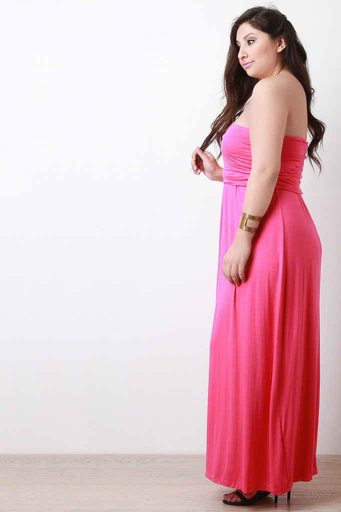 Solid Strapless Maxi Dress