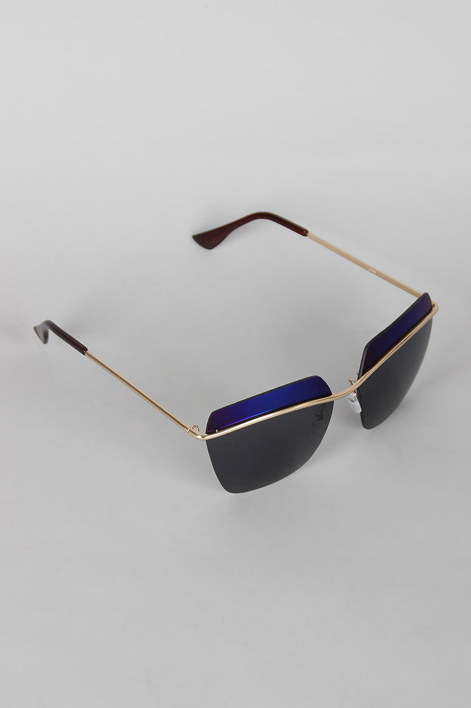 Two Tone Rimless Wide Sunglasses