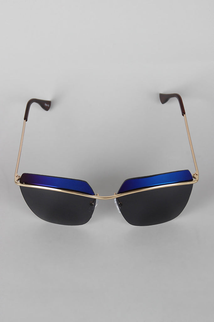 Two Tone Rimless Wide Sunglasses