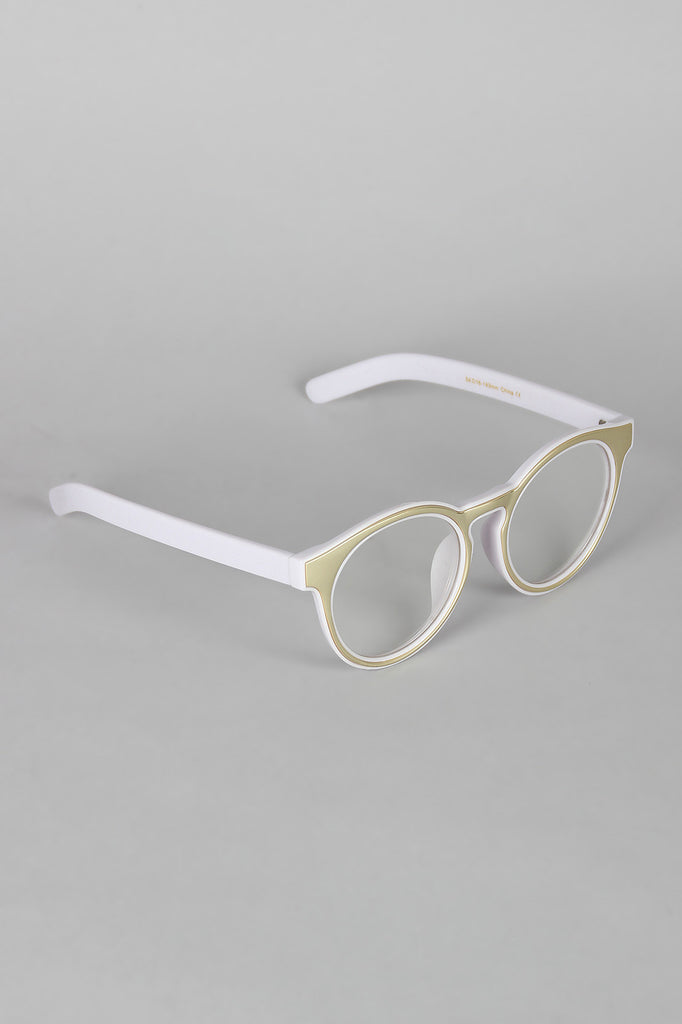 Horn Rimmed Metallic Accent Glasses