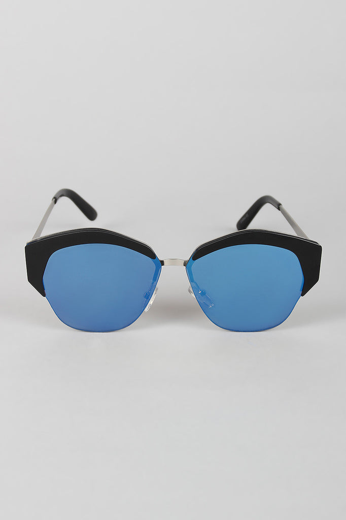 Geometric Semi-Rimless Sunglasses