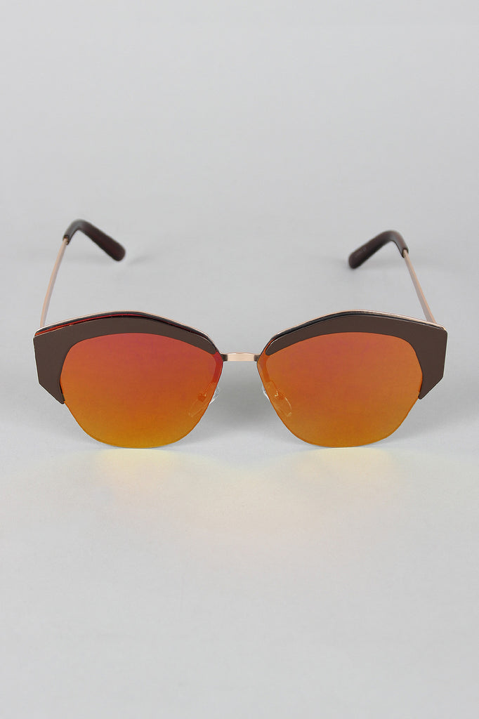 Geometric Semi-Rimless Sunglasses