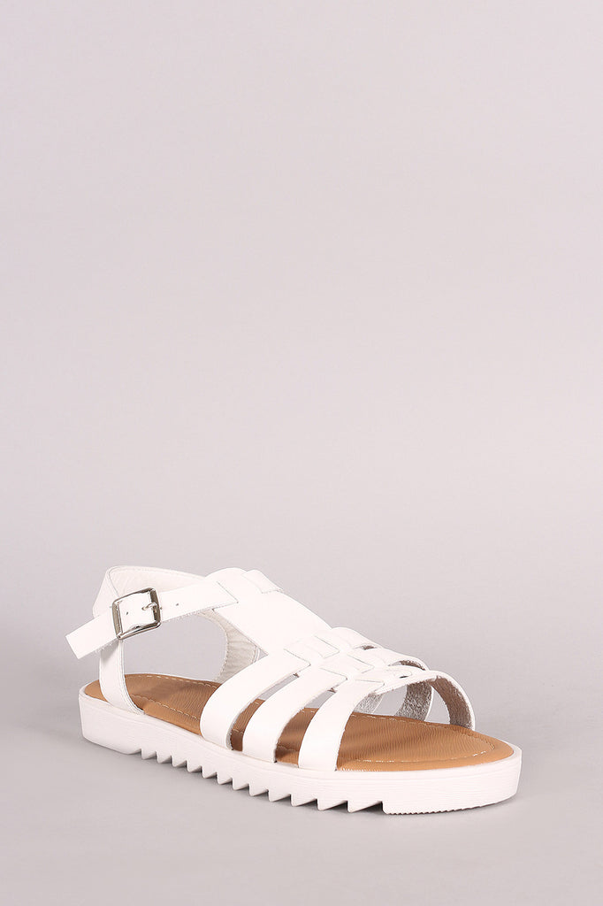 Bamboo Strappy Lug Sole Flat Sandal