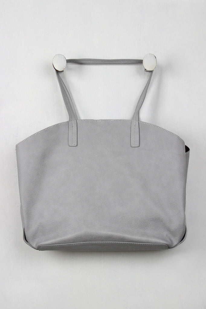 Pebbled Vegan Leather Wide Tote Bag