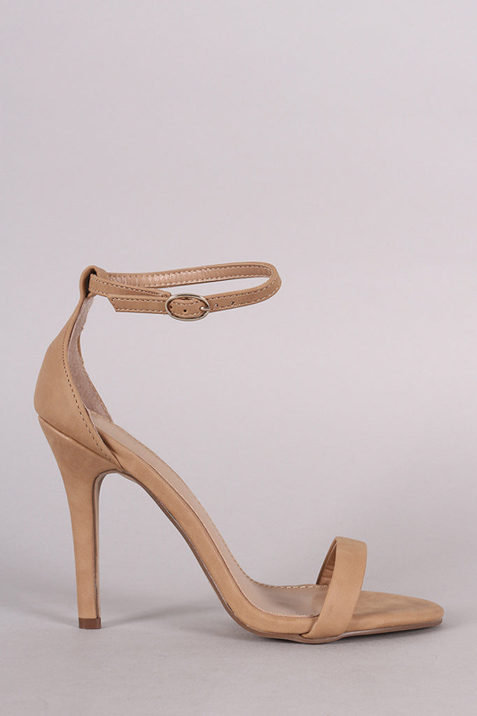 Breckelle Nubuck Thin Ankle Strap Stiletto Heel