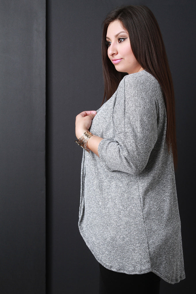 Melange Knit Drop Shoulder Cardigan