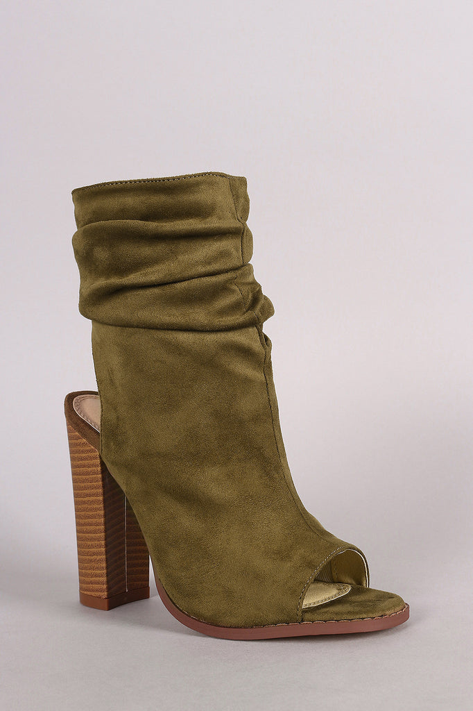 Liliana Slouchy Shaft Open Toe Booties