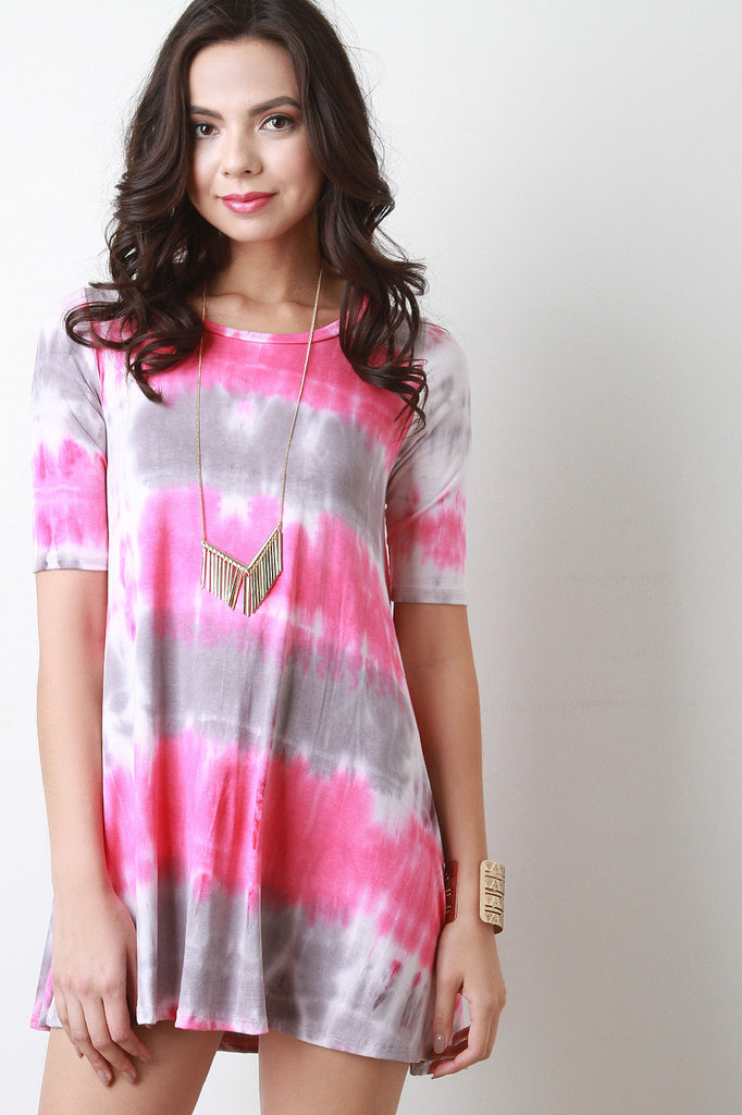 Tie Dye Stripe Shift Mini Dress