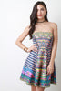 Abstract Print Strapless Mini Dress