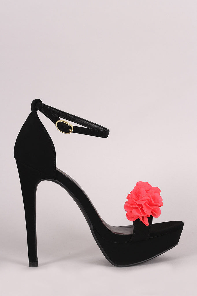 Qupid Rosette Open Toe Platform Stiletto Heel