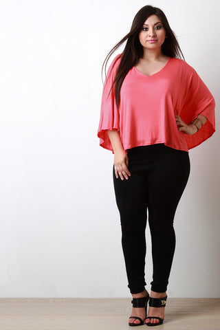 Jersey Knit V-Neck Dolman Sleeve Top