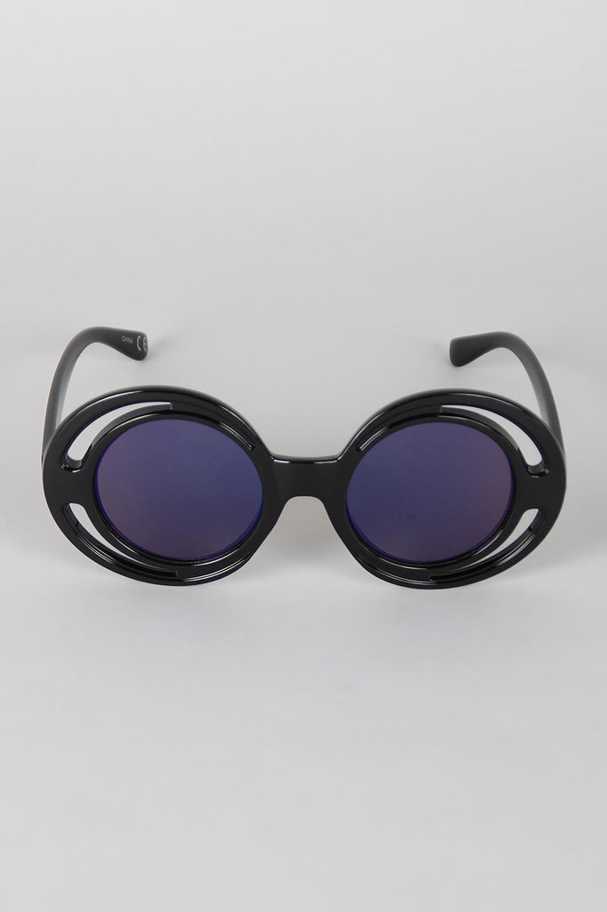 Bugs Eye Cutout Round Sunglasses