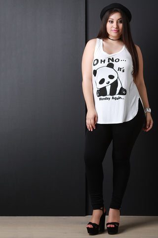 Panda Oh No Its Monday Again Graphic Print Top