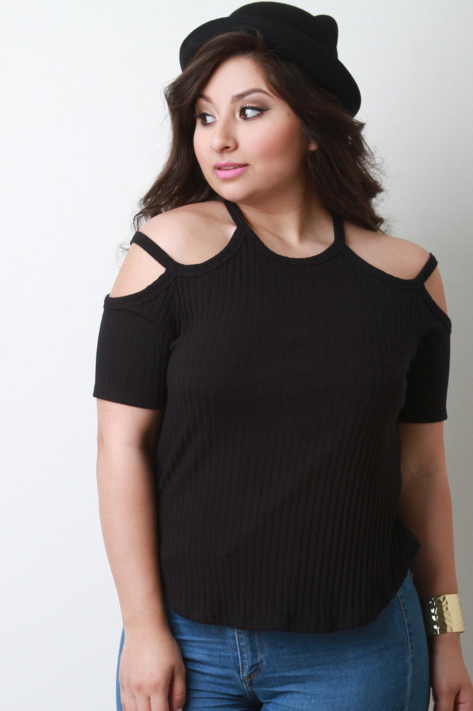 High Neck Cold Shoulder Top