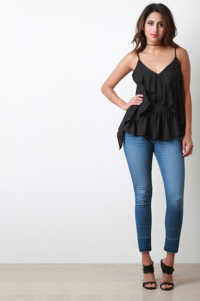 Spaghetti Strap Ruffled Camisole Top