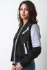 Two-Tone Zipper Bomber Jacket