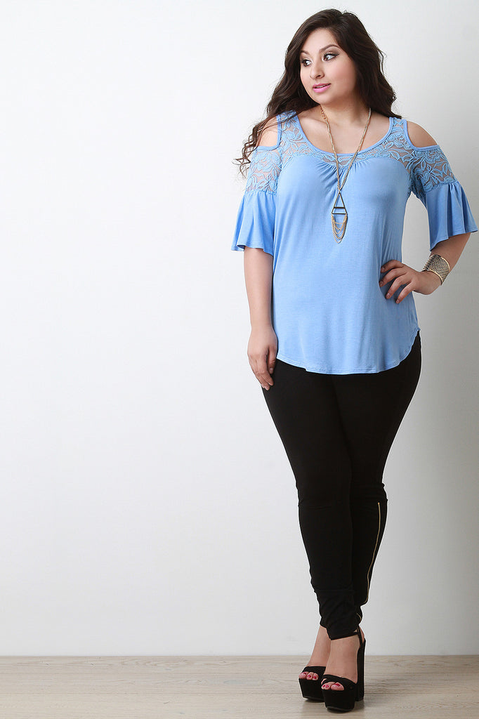 Cold Shoulder Lace Yoke Top