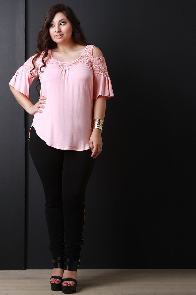 Cold Shoulder Lace Yoke Top