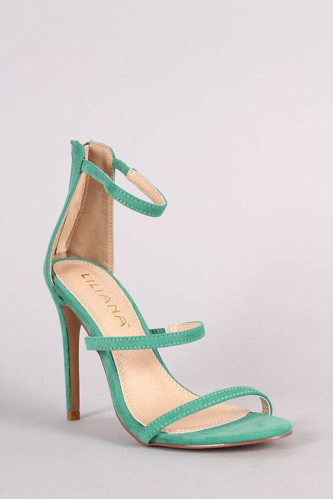 Liliana Suede Triple Straps Single Sole Heel