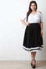 Crinkled Contrast Mesh Hem Circle Midi Skirt