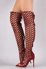 Back Lace-Up Geo Cutout Over-The-Knee Stiletto Boots