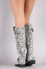 Python Buckled Riding Knee High Boots