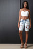 Bleached Distressed Patch Denim Bermuda Shorts