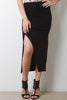 Side Ruched Overlapping Midi Skirt