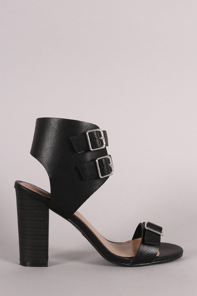 Breckelle Buckled Ankle Cuff Chunky Heel