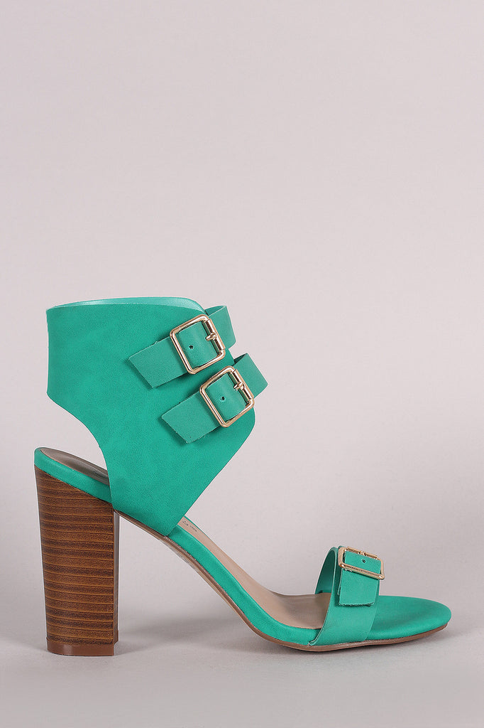 Breckelle Buckled Ankle Cuff Chunky Heel