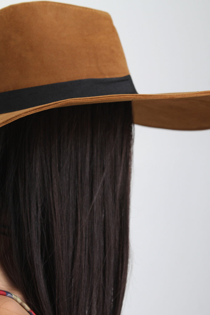 Wide Brim Floppy Vegan Leather Hat