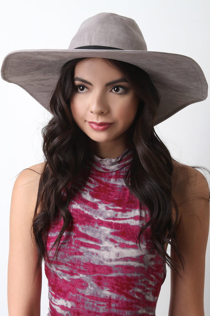 Wide Brim Floppy Vegan Leather Hat