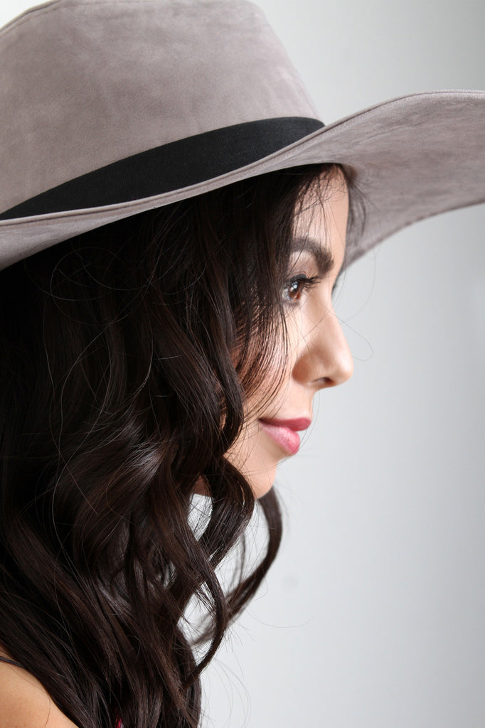 Wide Brim Floppy Vegan Leather Hat