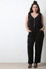 Chiffon Zip-Up Sleeveless Jumpsuit