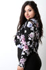 Crepe Knit Floral Open Front Crop Blazer