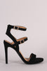 Anne Michelle Nubuck Triple Straps Single Sole Heel