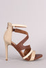 Anne Michelle Strappy Slanted Peep Toe Stiletto Heel