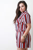 Chiffon Striped Button-Up Short Sleeve Romper