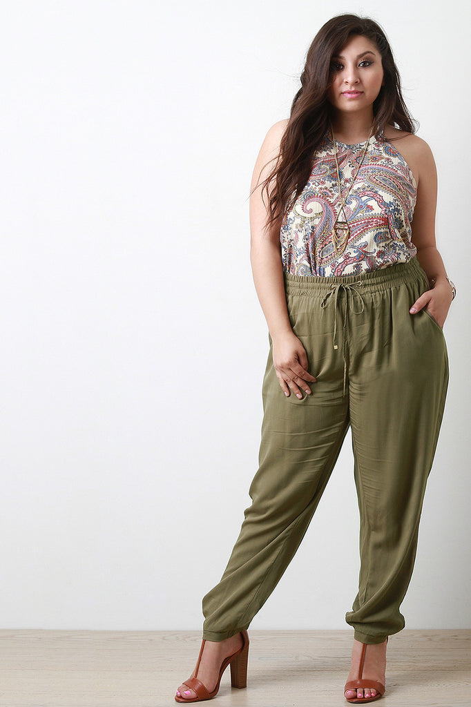 Zip Pocket Drawstring Baggy Jogger Pant