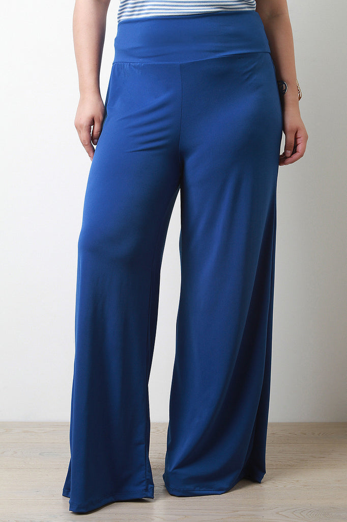 Stretchy Soft Knit Wide Legs Pants