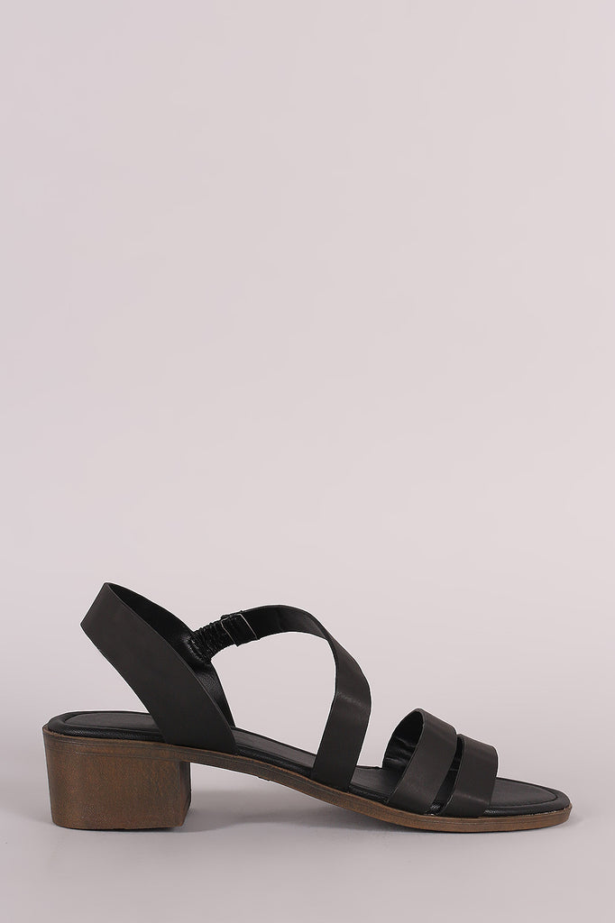 Bamboo Strappy Asymmetrical Block Heel Sandal