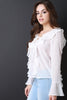 Chiffon Cascade Ruffle Long Sleeve Blouse Top