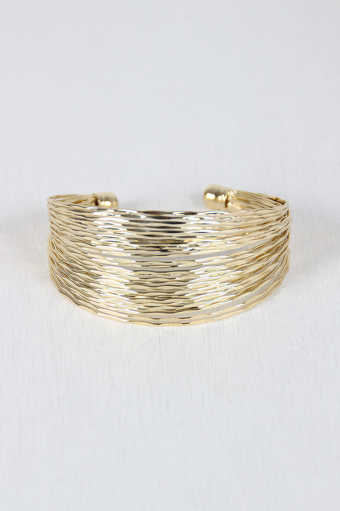 Hammered Wire Open Cuff Bracelet