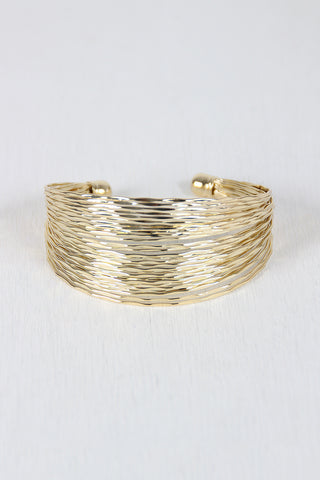 Hammered Wire Open Cuff Bracelet