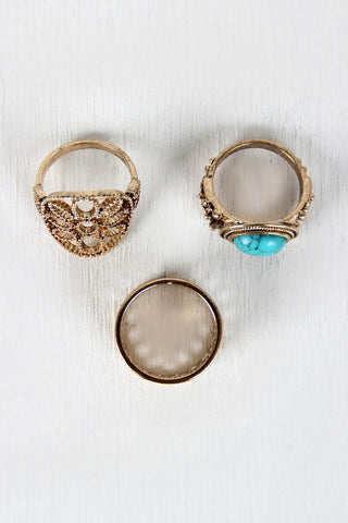 Stone and Cutout Ring Set