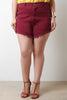 High Waisted Frayed Hem Denim Shorts