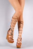 Breckelle Strappy Lace Up Platform Wedge