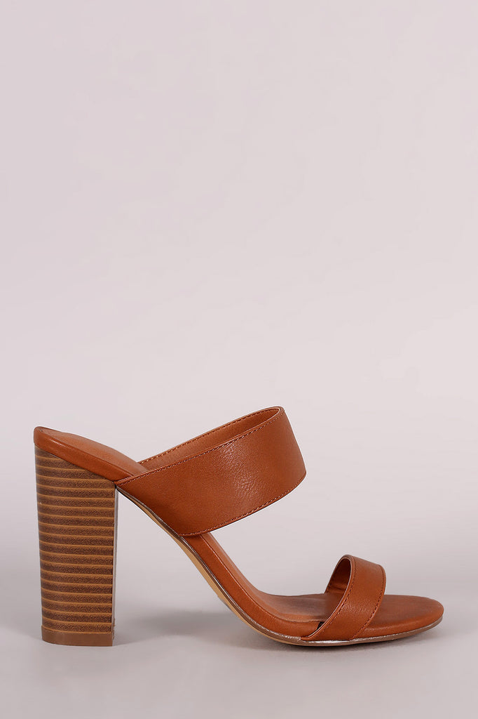 Double Band Open Toe Chunky Heel