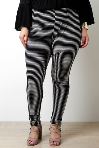 Texturized Stripe Print Leggings